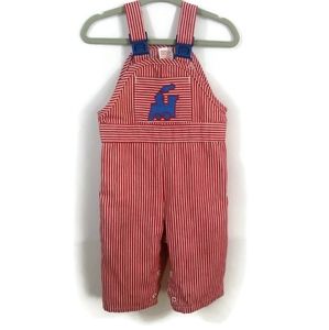 Sears Vintage Infant Pinstripe Railroad Train Jumper Bib Conductor Overalls